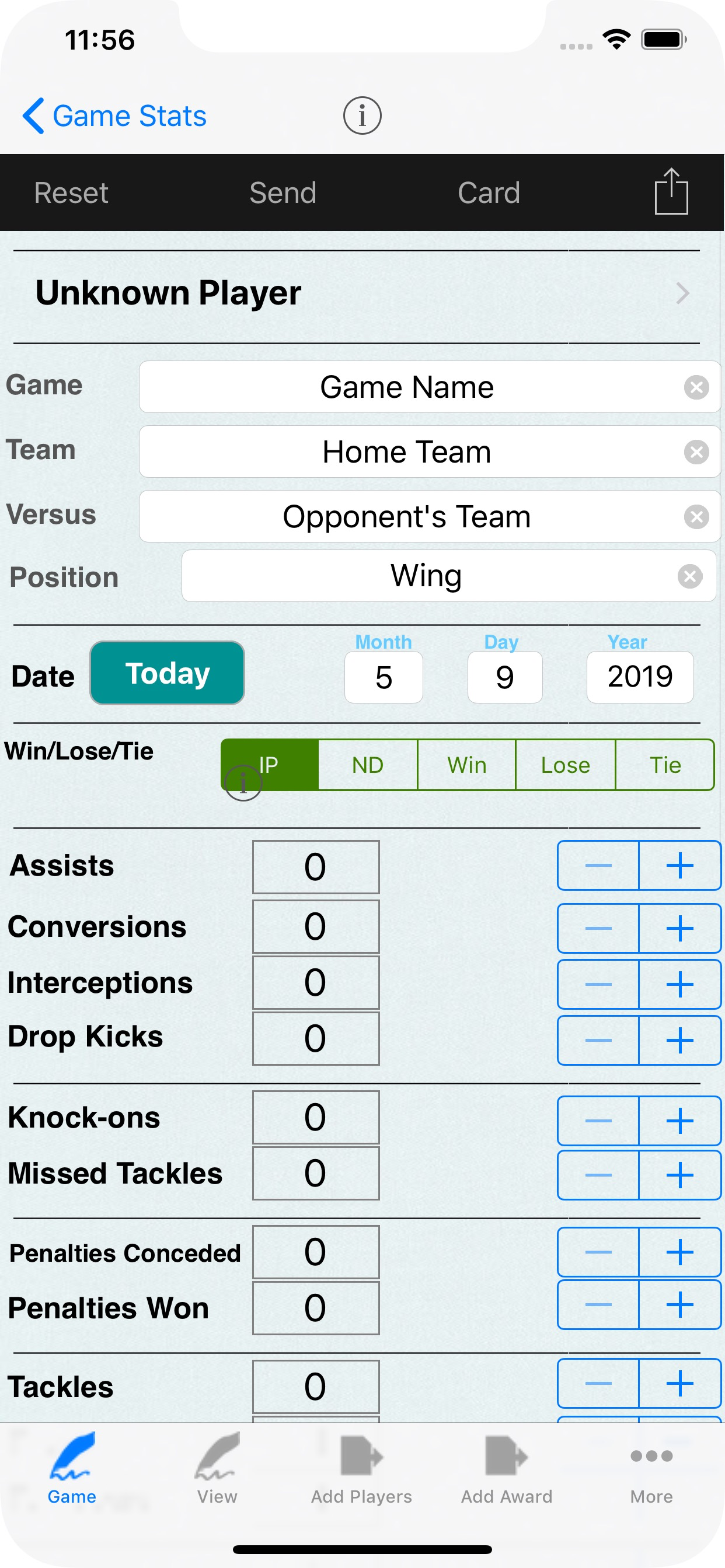 Rugby Player Stats Tracking
