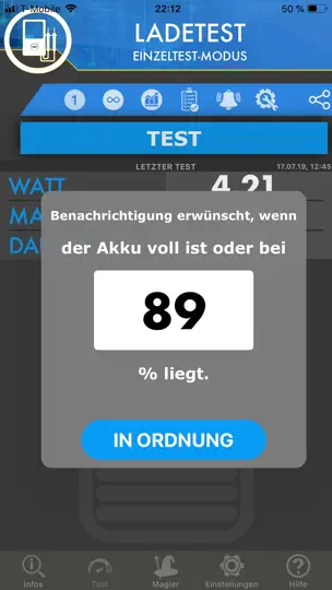 Screenshot von Amperes - Battery Tests & Info auf dem iPhone 5