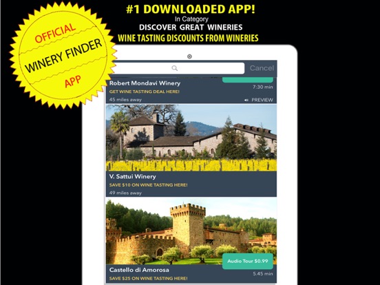 Winery Finder: Instantly find wineries and wine tasting discounts in Napa Valley and Sonoma Valley of California Wine Country screenshot