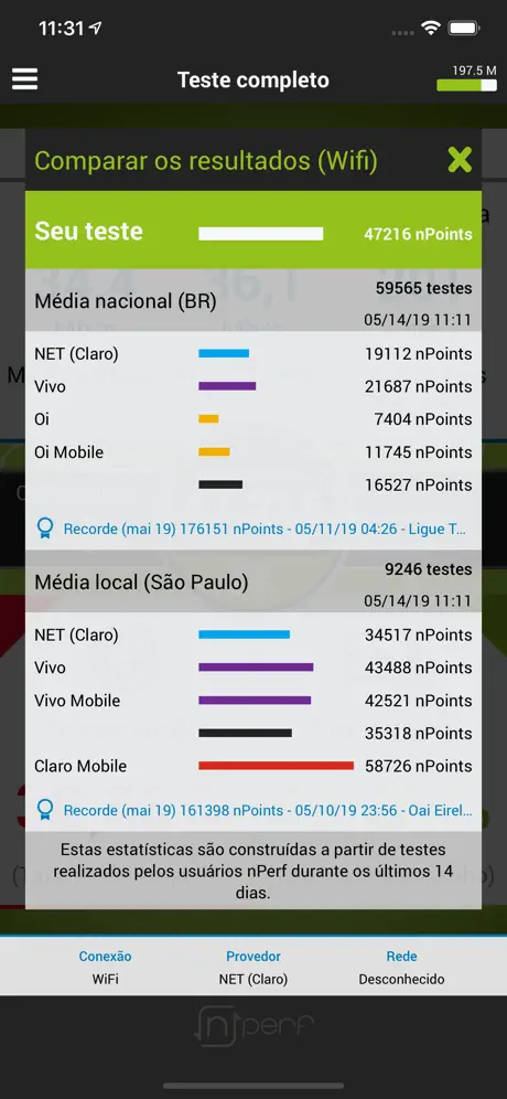 nPerf internet speed test