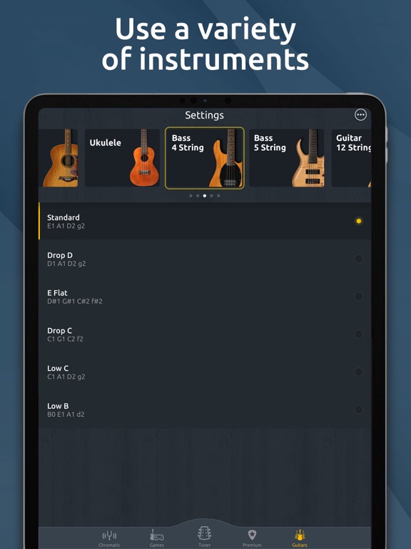 Guitar Tuner - Ukulele & Bass iPad screenshot 5 - Music app