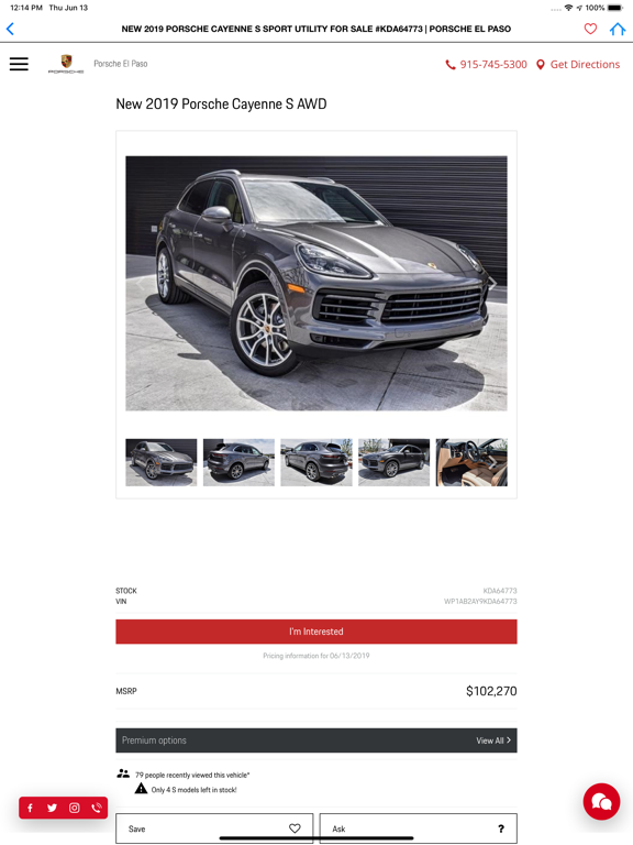 Porsche El Paso iPad screenshot 4 - Shopping app