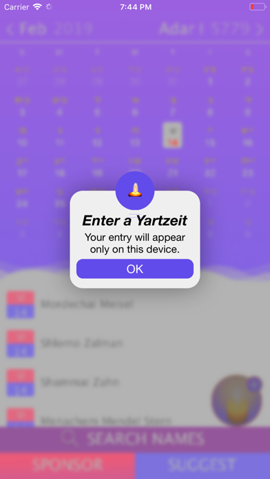 Gedolim Yartzeits Screenshot