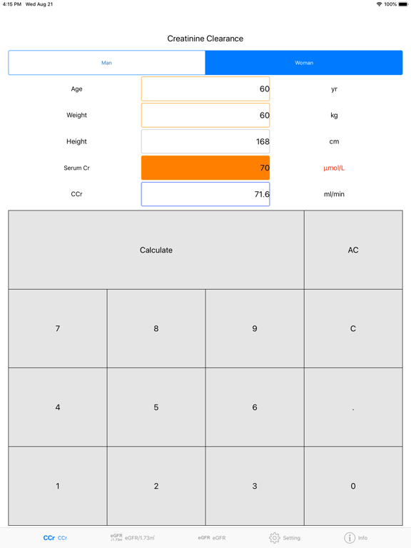 Screenshot #6 pour CreatinineClearanceCalculator