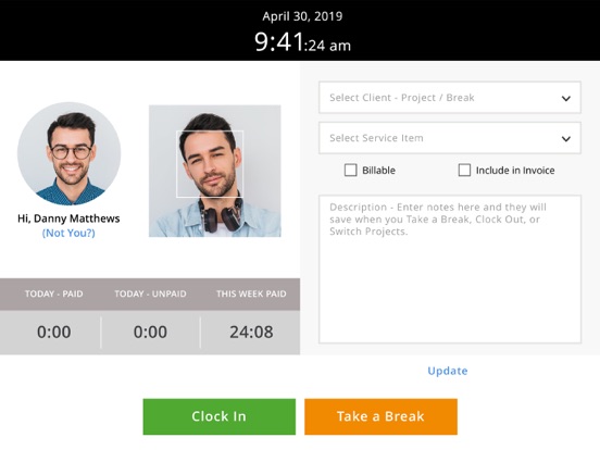 Screenshot #4 pour Time Tracker Kiosk by eBillity