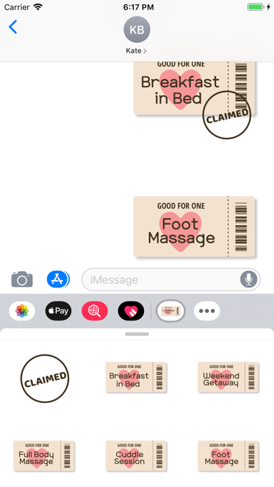 Romantic Love Coupon Stickers Screenshot