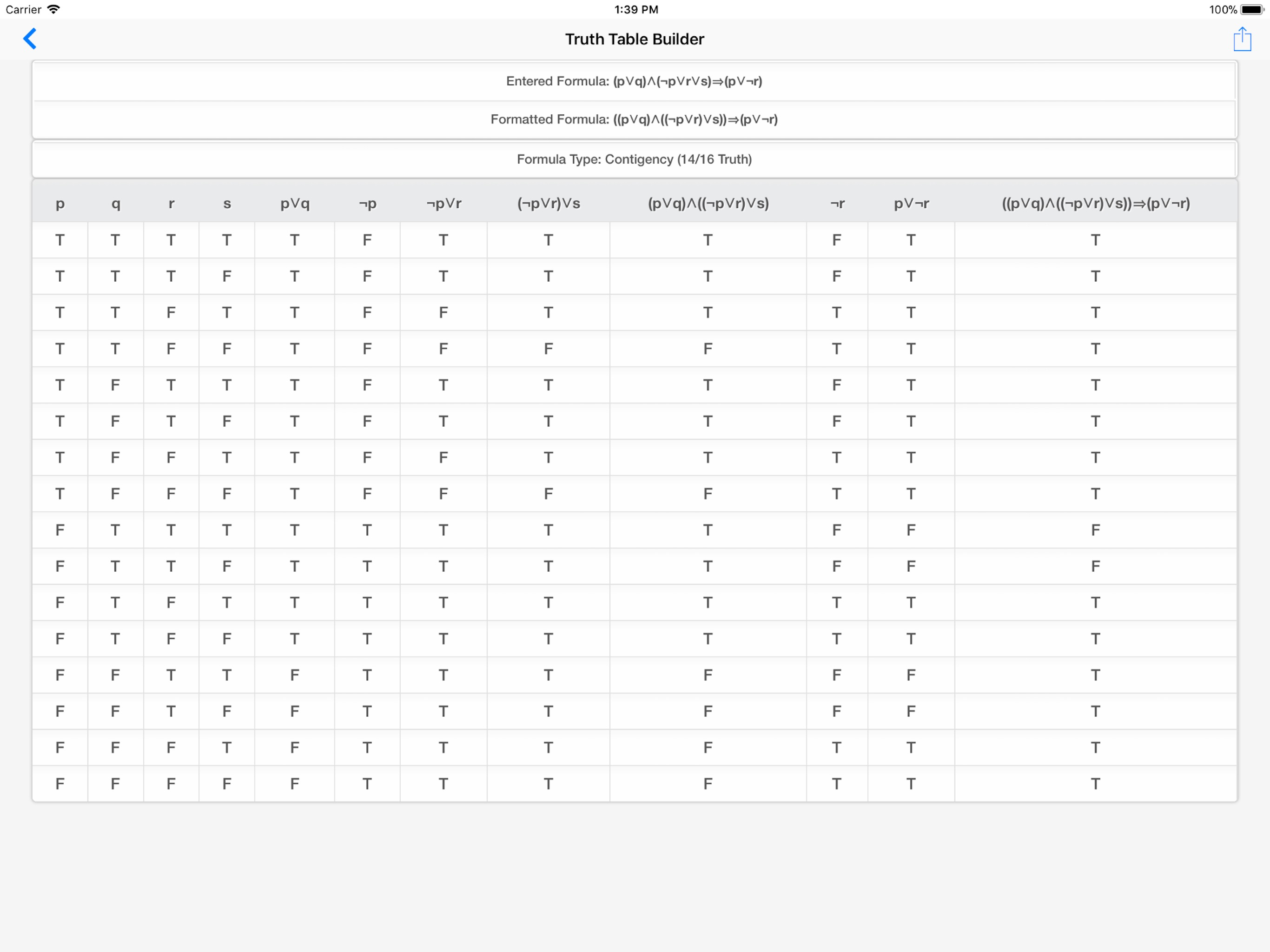Truth Table Builder screenshot 5