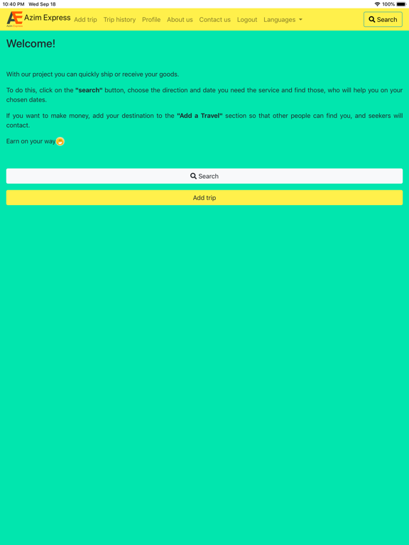 Azim Express iPad screenshot 1 - Travel app