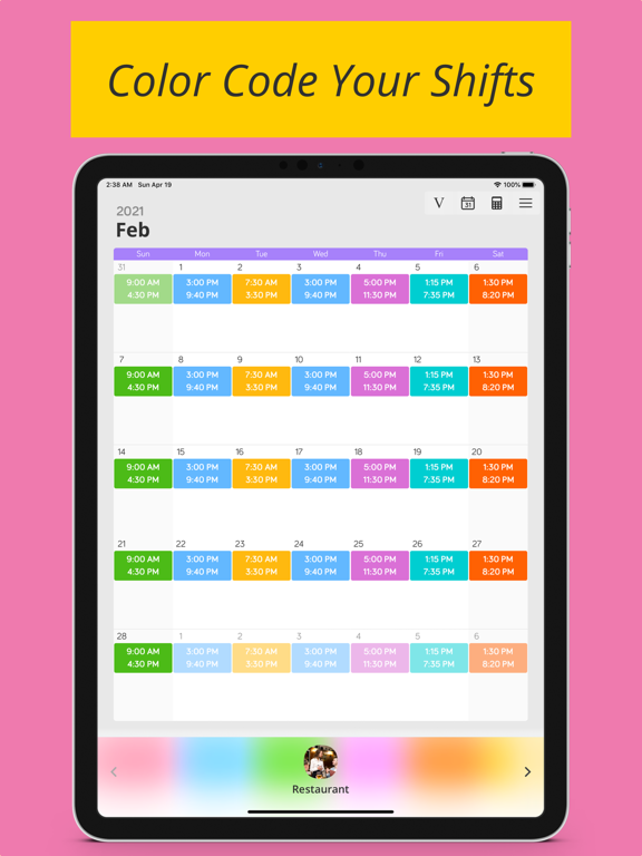 Shiftify - Shift Work Calendar iPad screenshot 1 - Productivity app