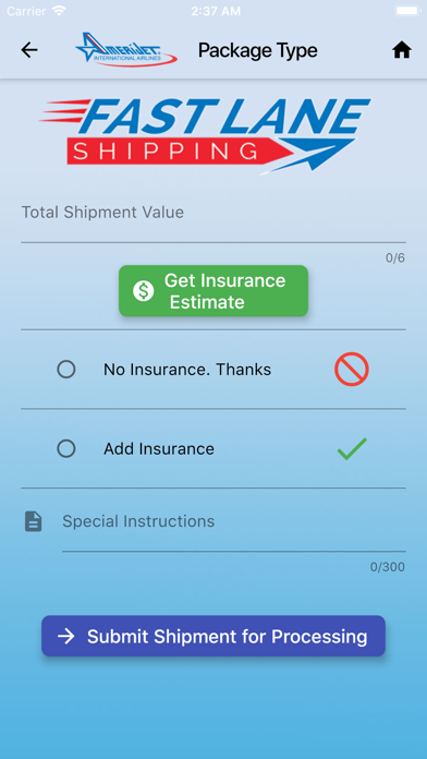 Amerijet Fast Lane Shipping Screenshot
