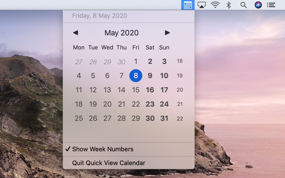 #2. Quick View Calendar (macOS) 由: Jeffrey Morgan