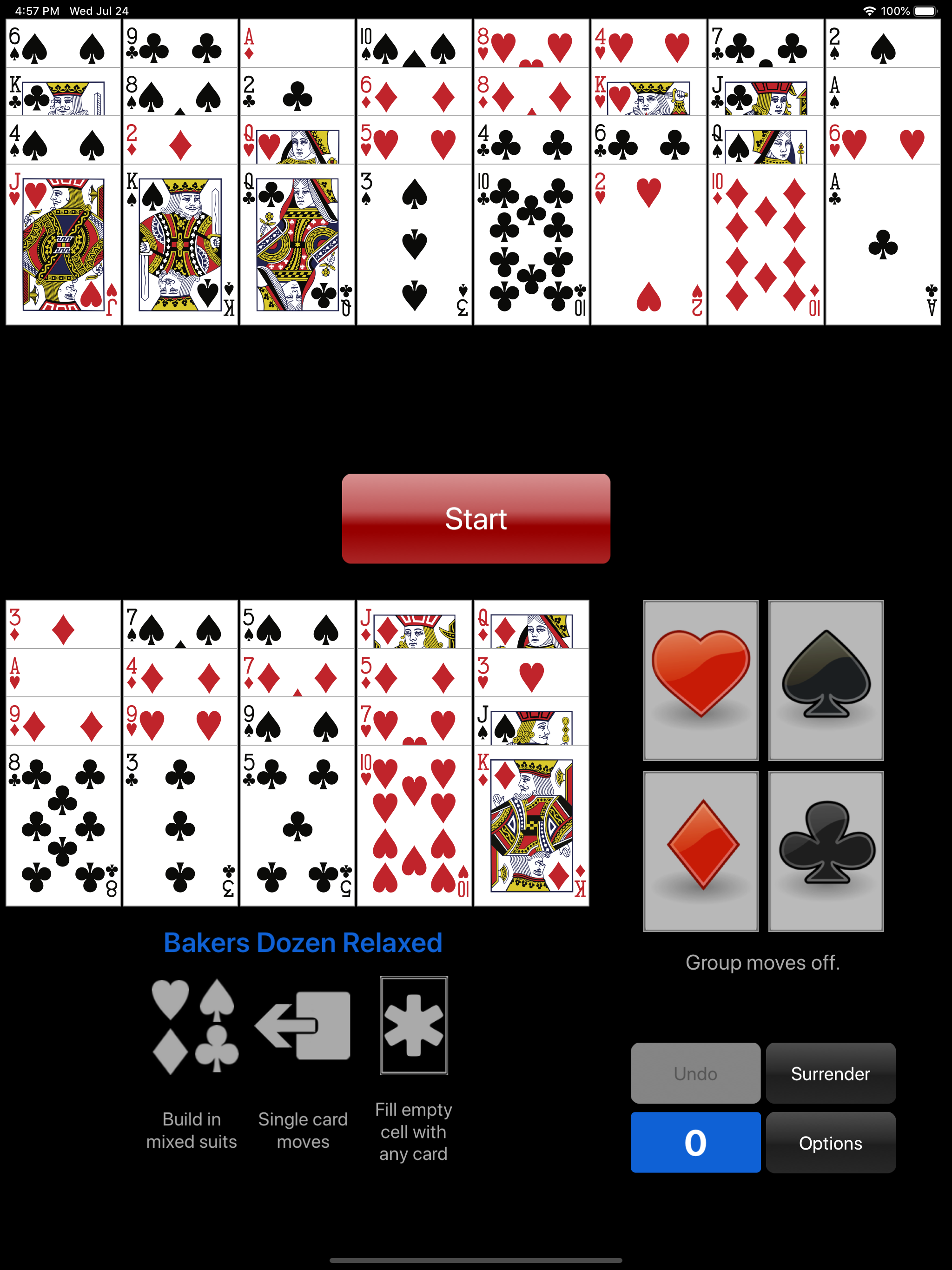 Baker's Dozen Solitaire