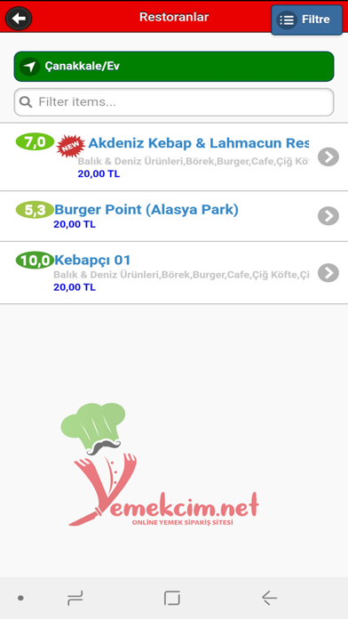 Yemekcim Screenshot