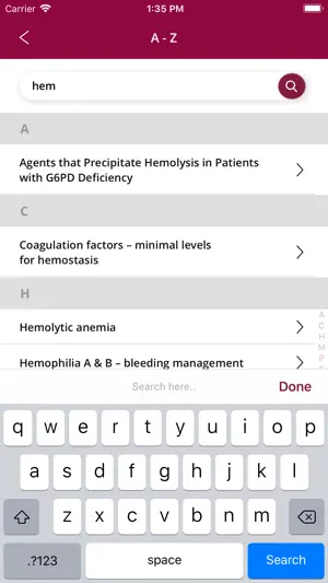 Hematology app screenshot 2