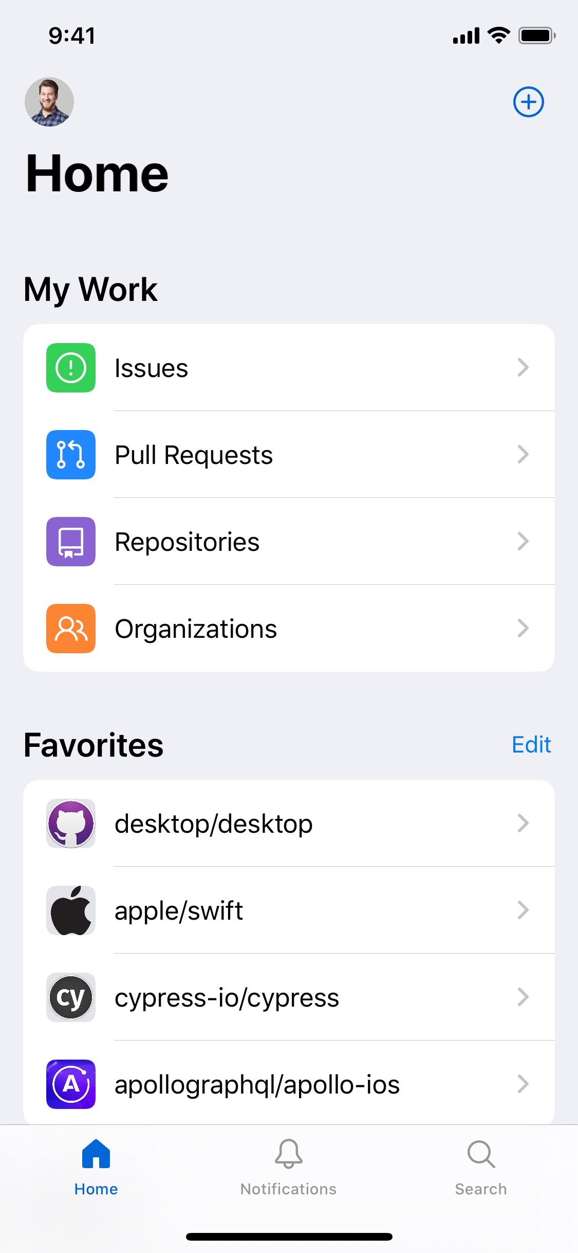 Screenshot do app GitHub