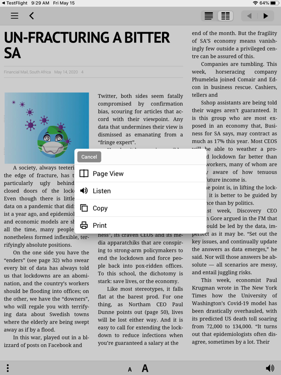 Financial Mail Magazine iPad screenshot 6 - Finance app