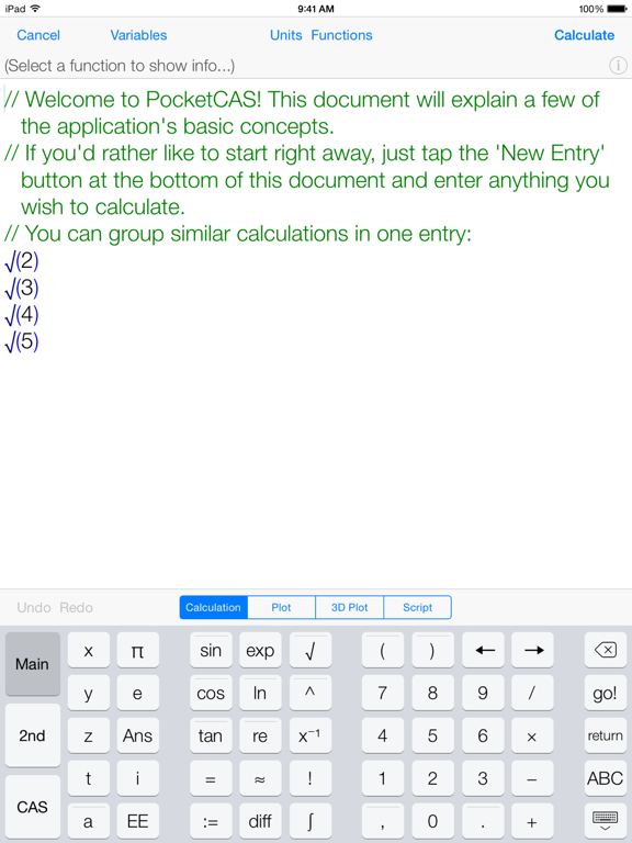 PocketCAS lite for Mathematics iPad screenshot 3 - Education app