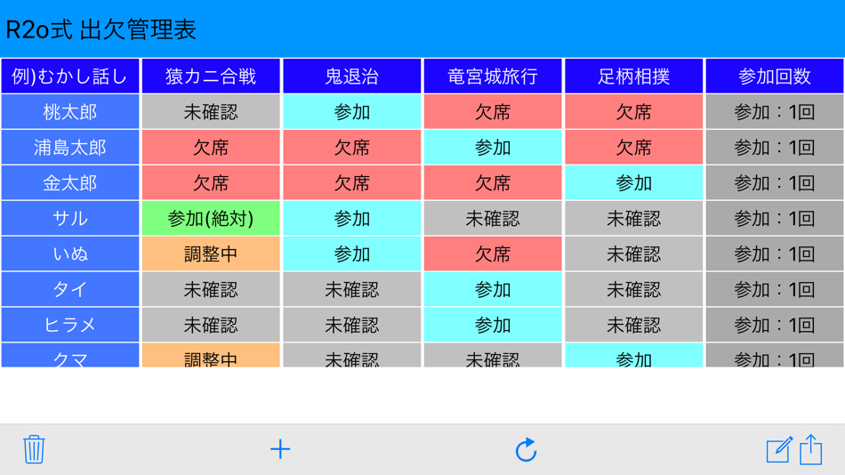#5. R2o式 出欠管理表 (iOS) By: Atsuo Kazama
