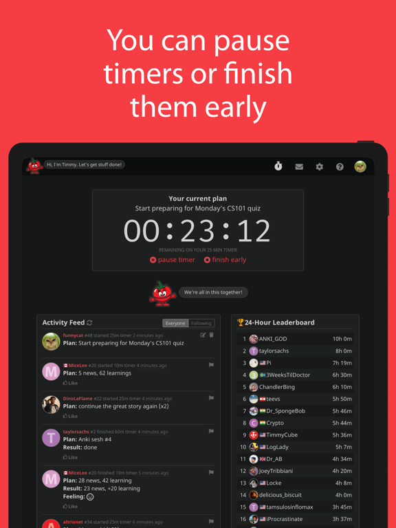 Timmy - Social Pomodoro Timer iPad screenshot 5 - Productivity app