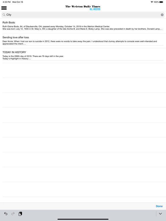Weirton Daily Times All Access iPad screenshot