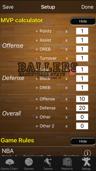 Ballers Basketball Stats Screenshot