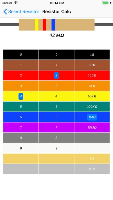 Resistor color code calc Screenshot