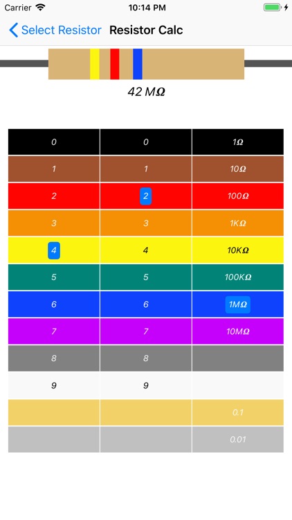 Resistor color code calc