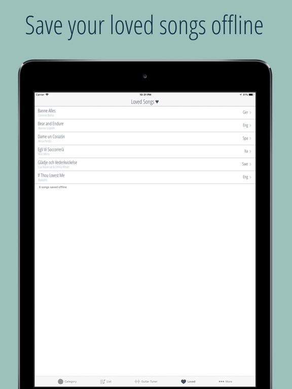 Bahá'í Song Project iPad screenshot 5 - Music app