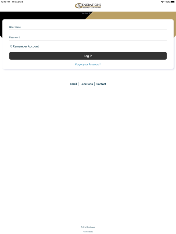 Generations FCU iPad screenshot