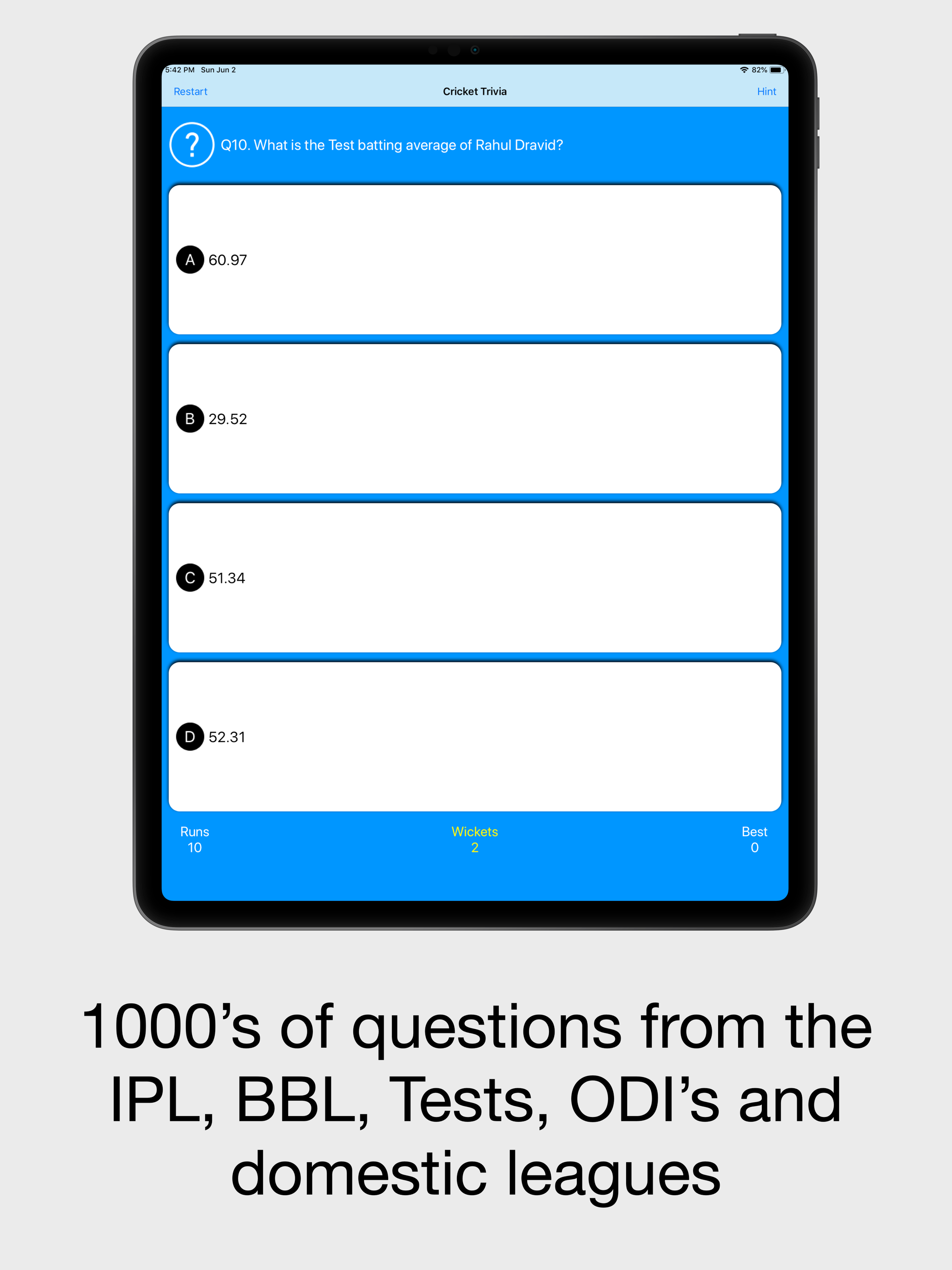 Cricket Trivia - Quiz Game