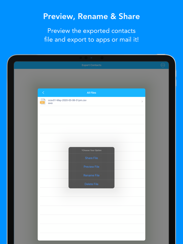 Contacts to Outlook CSV file