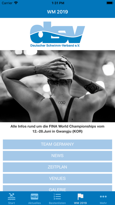 Deutscher Schwimm-Verband Screenshot