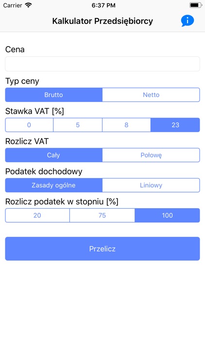 Kalkulator Przedsiębiorcy