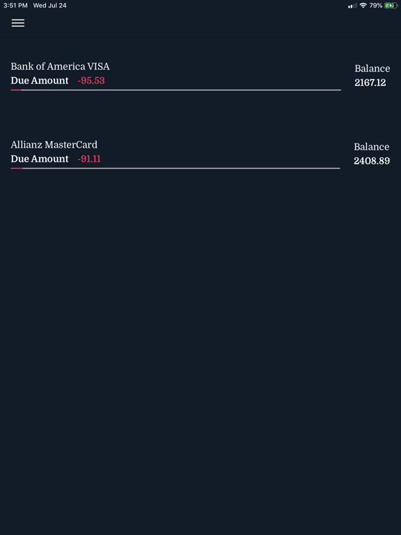 Credit Card Expenses Manager iPad screenshot