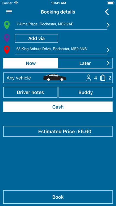 Computer Cabs Taxi App Screenshot