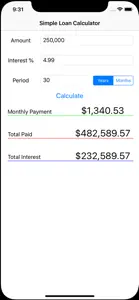 Simple Loan Calculator SS screenshot #1 for iPhone