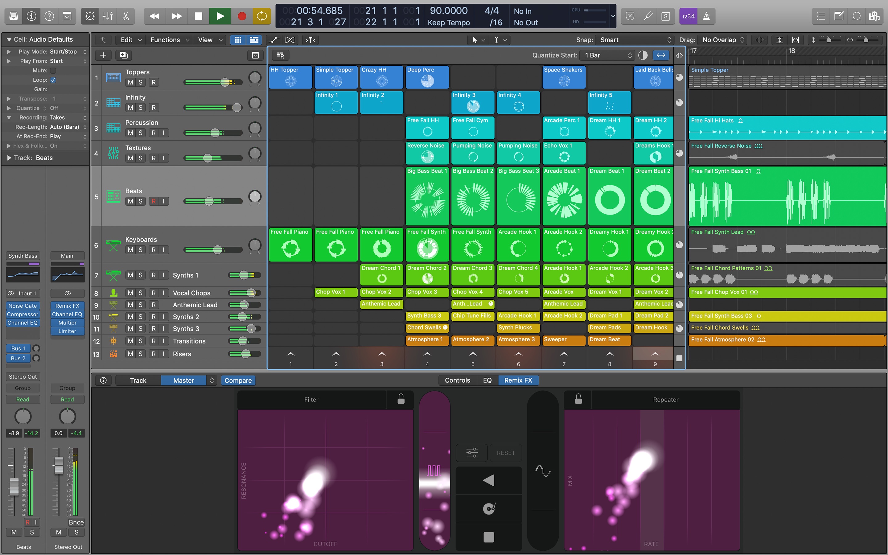 Screenshot do app Logic Pro X