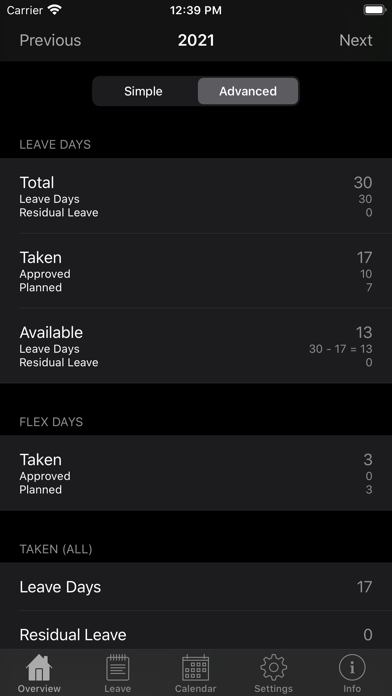 Annual Leave Screenshot