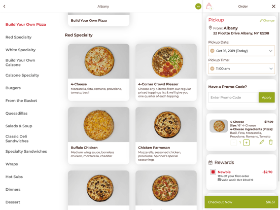 Spinners Pizza iPad screenshot 4 - Food & Drink app
