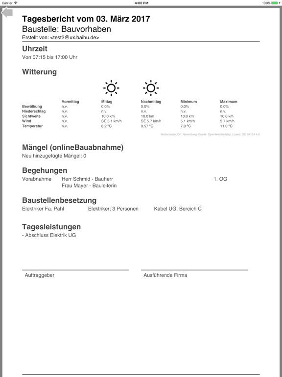 Bau-Tagebuch iPad screenshot