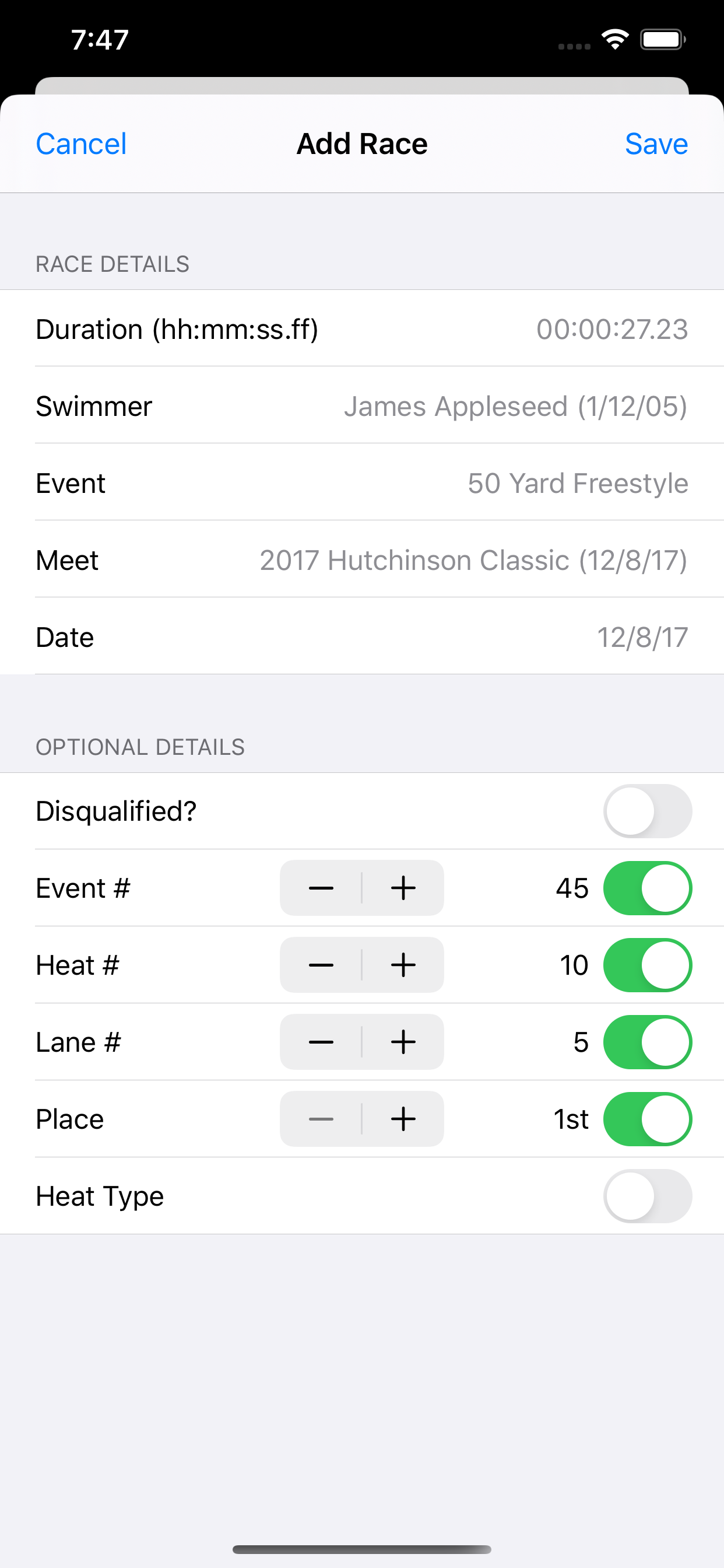 RaceKeeper Swim screenshot 2