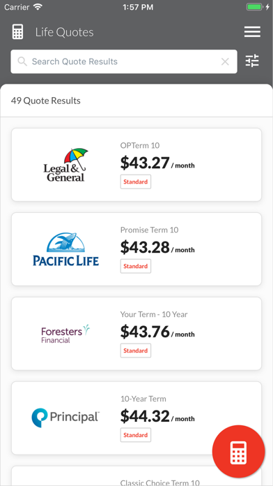 Life Insurance Quotes Engine Screenshot