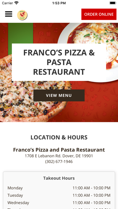 Screenshot #1 pour Franco's Pizza Dover
