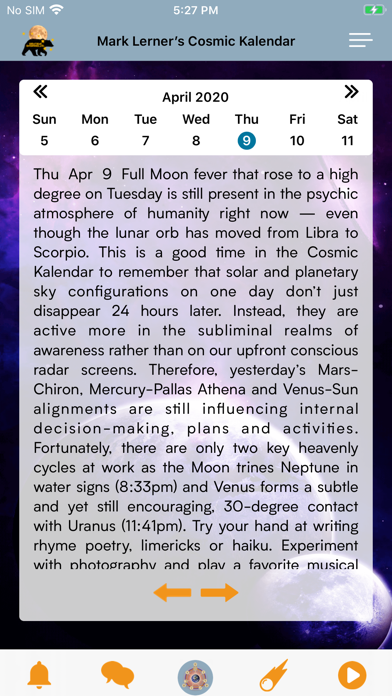 Astrology Cosmic Kalendar Screenshot