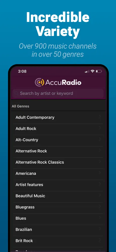 AccuRadio: Curated Music Radio