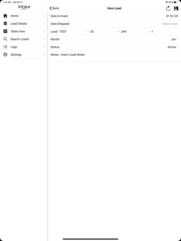 PGM of Texas Load Tracker iPad screenshot 3 - Business app