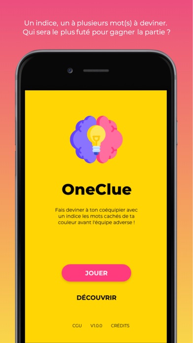 Screenshot #1 pour OneClue - Jeu indices et mots