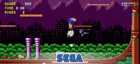 Sonic The Hedgehog Classic - The app highlights Sonic's signature combat, displaying dynamic combat animations as the hero engages in intense robot enemy encounters.