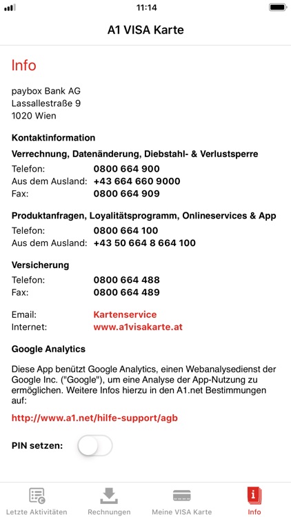 A1 VISA Karte screenshot-3