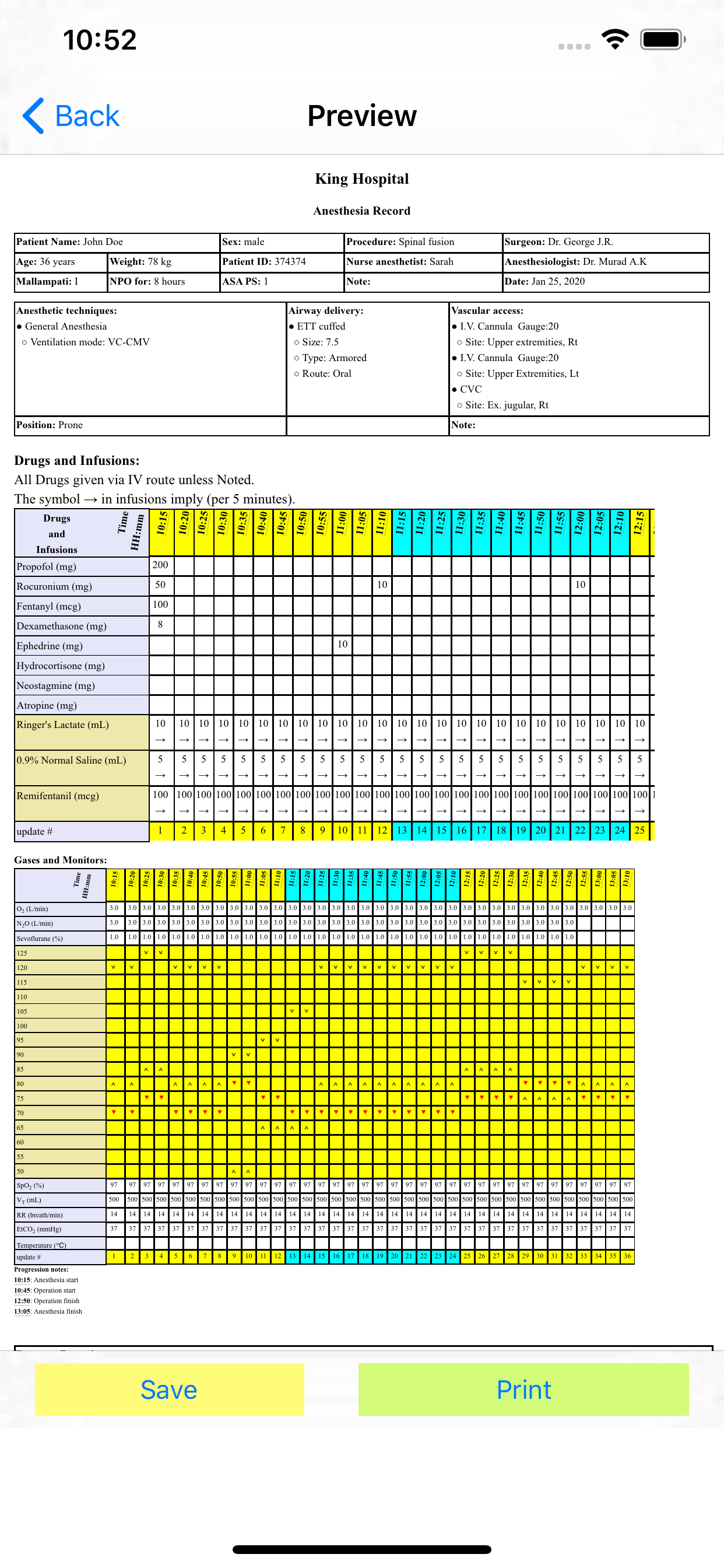 Anesthesia Record screenshot 5
